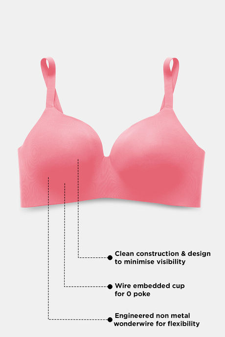 Zivame Wonderwire Padded 3/4Th Coverage T-Shirt Bra - Pink — image 5