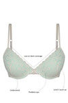 Zivame Lace Embrace Wired Moderate Push Up Green Bra — thumbnail 4