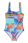 Zivame Aqua Geometric Print Scoop Neck Swimsuit With Removable Cups — thumbnail 6