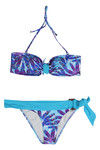 Zivame Aqua Abstract Feather Print Bandeau Bikini Set With Removable Cups — thumbnail 5