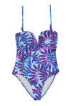 Zivame Aqua Abstract Feather Print Swimsuit With Removable Cups — thumbnail 4