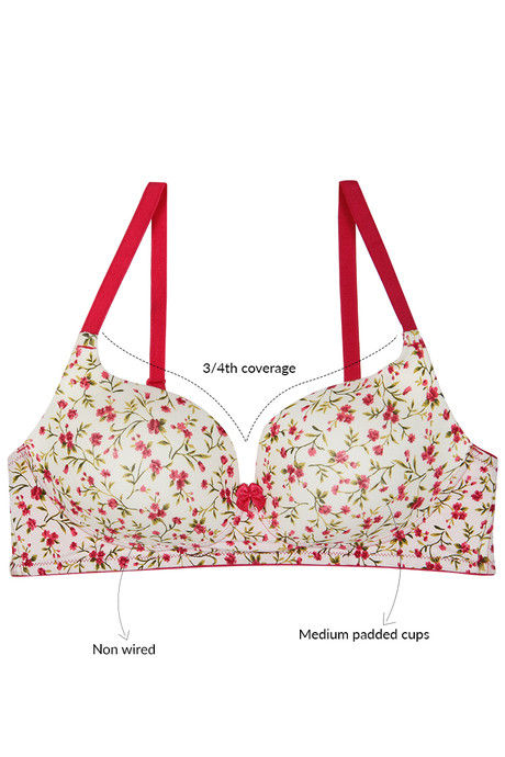 Rosaline Print On Spree Wirefree T-Shirt Bra-Pink Floral Print — image 6