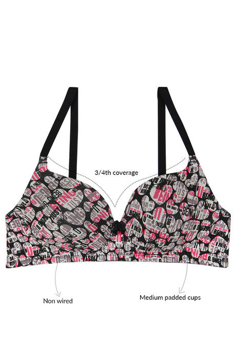Rosaline Basic Print Padded Non Wired 3/4th Coverage T-Shirt Bra-Just Being Print Pink — image 7