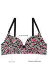 Rosaline Basic Print Padded Non Wired 3/4th Coverage T-Shirt Bra-Just Being Print Pink — thumbnail 7