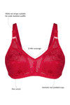 Rosaline Sheer Lace Lightweight Rounded Bust Shaping Bra- Electric Crimson — thumbnail 5
