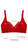 Rosaline Sheer Lace Lightweight Rounded Bust Shaping Bra- Scarlet Red — thumbnail 5