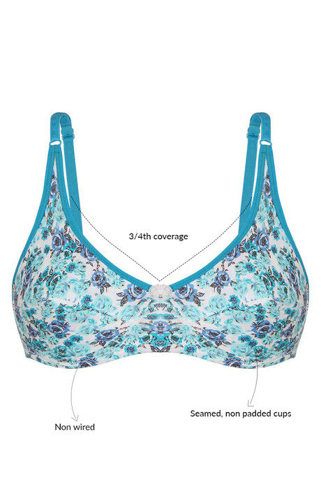 Rosaline All Day Comfort Rose Print Wirefree Bra- Green — image 5