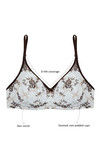 Rosaline All Day Comfort Double Layered Printed Wirefree Bra- Chocolate Floral Print — thumbnail 5