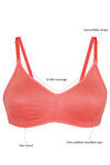 Rosaline Everyday Comfort Double Layered Wirefree Convertible Bra- Coral Pink — thumbnail 5