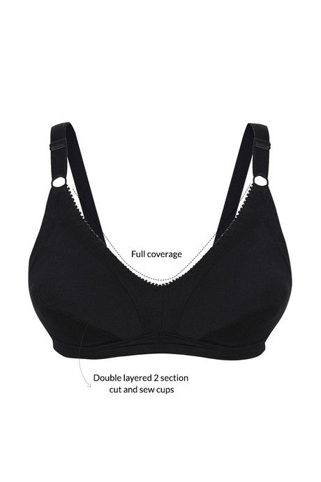 

Rosaline Full Figure Two SectionedDouble Layered Super Support Bra Black, Blacks