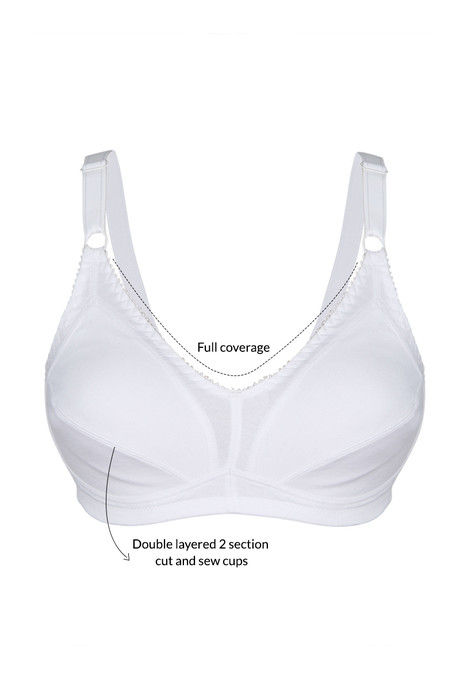 

Rosaline Full Figure Two SectionedDouble Layered Super Support Bra White, Whites