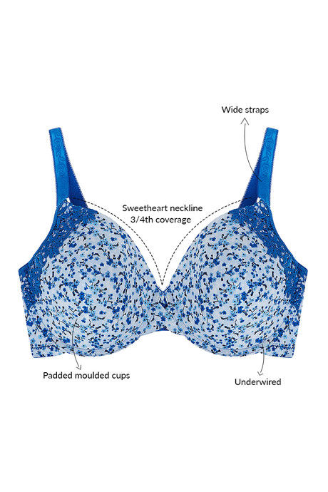 Zivame Fashion Print Padded Wired 3/4th Coverage T-Shirt Bra-Classic Blue — image 6