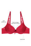 Zivame Padded Wired Low Coverage Bra-Red — thumbnail 6