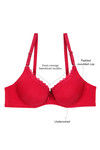 Zivame Push Up Wired Low Coverage Bra-Red — thumbnail 6