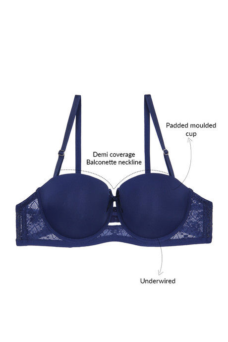 Zivame Push Up Wired Low Coverage Strapless Bra-Dark Blue — image 9