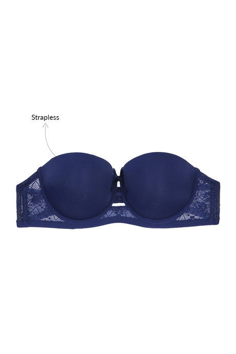 Zivame Push Up Wired Low Coverage Strapless Bra-Dark Blue — image 12