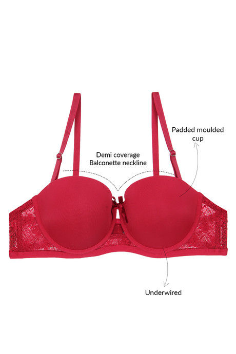 Zivame Push Up Wired Low Coverage Strapless Bra-Red — image 7
