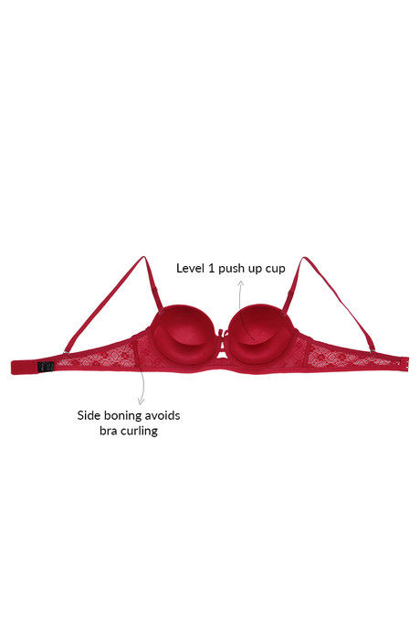 Zivame Push Up Wired Low Coverage Strapless Bra-Red — image 9