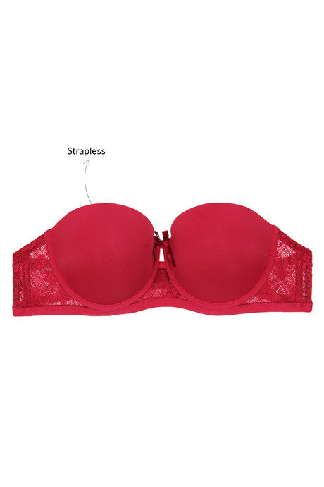 Zivame Push Up Wired Low Coverage Strapless Bra-Red — image 10