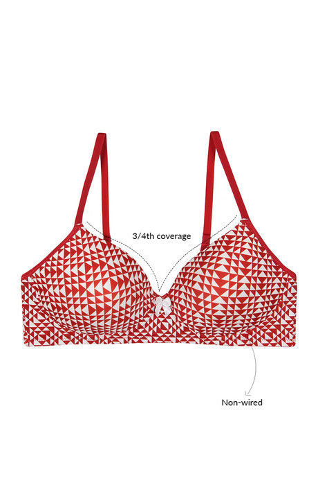Zivame Fashion Print Padded Non Wired 3/4th Coverage T-Shirt Bra-Red Geo Print — image 6