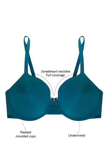 

Zivame Smooth Fit High Coverage Wired T Shirt Bra Blue, Blues