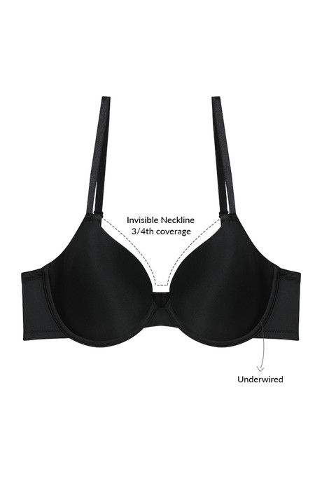 

Zivame Soft n Sheen Padded Underwired T Shirt Bra Black, Blacks