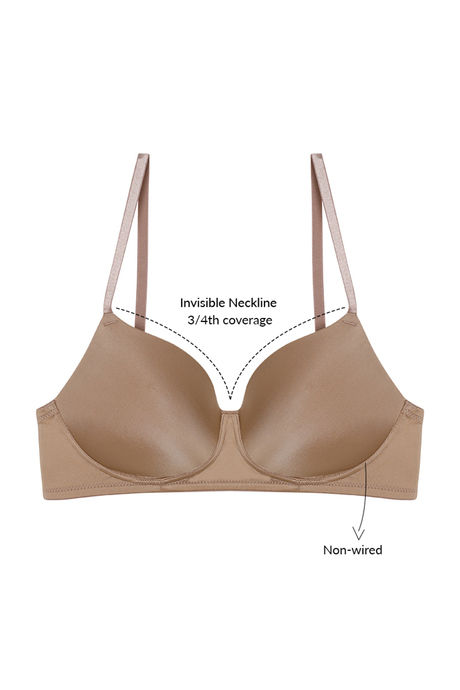 

Zivame Soft n Sheen Padded Wirefree T Shirt Bra Skin, Skins