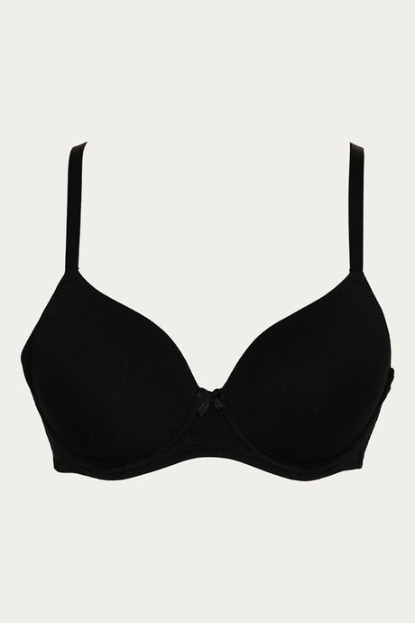 

Zivame Super Comfy Bonded Finish Underwired T Shirt Bra Black, Blacks