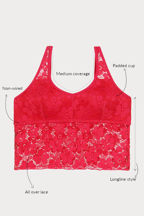 

Zivame Made To Layer Halter Shoulder Longline Bralette Red, Reds