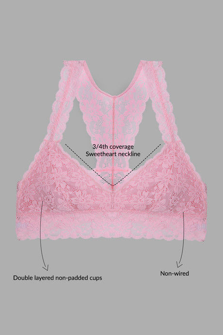 Zivame Floral Double Layered Non Wired 3/4th Coverage Bralette -Light Rose — image 5