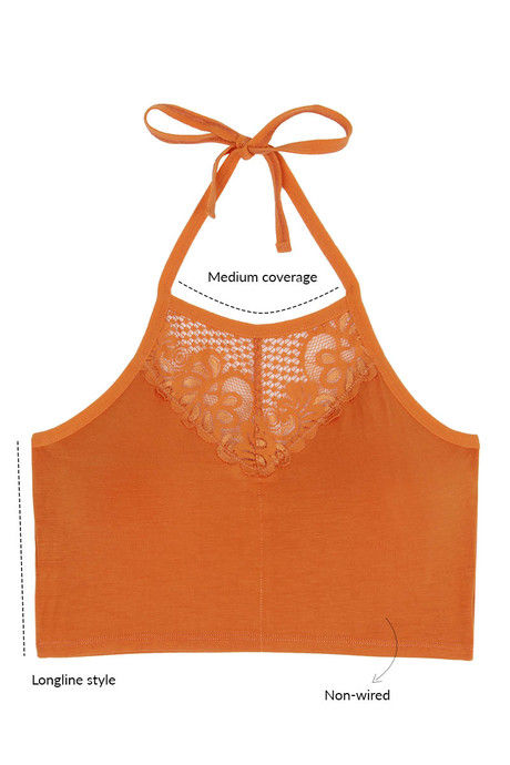

Zivame Made to Layer Halter Neck Lace Bralette Orange, Oranges
