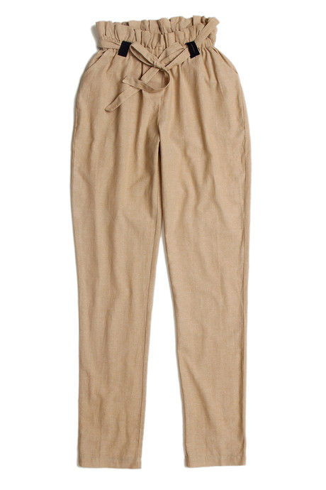 Zivame Chambray Paper Bag Waist Pants- Beige — image 6