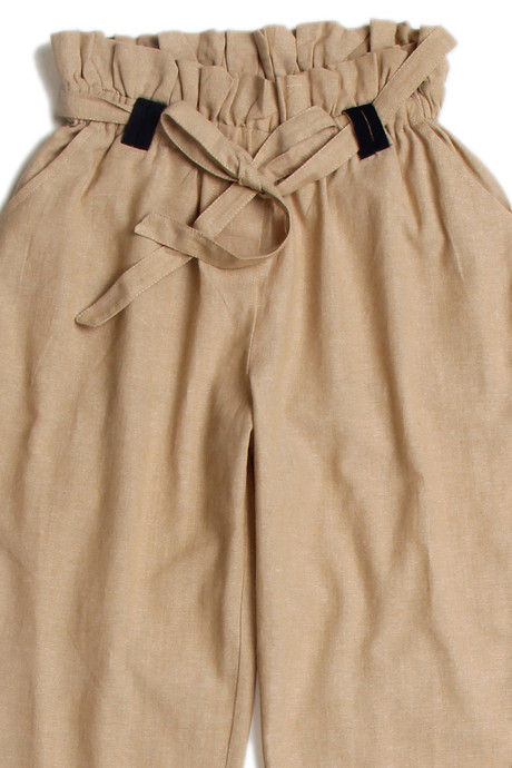 Zivame Chambray Paper Bag Waist Pants- Beige — image 8