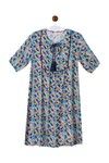 Zephyr Abstract Printed Shift Dress With Tassel Detail- Multiglass Print — thumbnail 4
