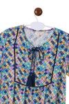 Zephyr Abstract Printed Shift Dress With Tassel Detail- Multiglass Print — thumbnail 6