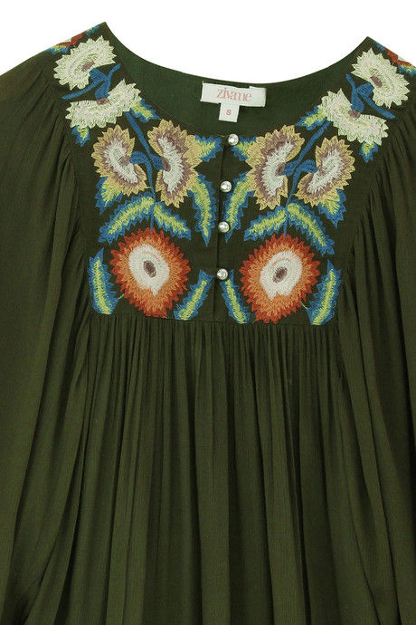Zivame Floral Applique Swing Dress- Olive — image 8