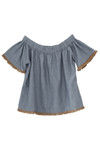 Zivame Tassled Off Shoulder Crop Top- Blue — thumbnail 6