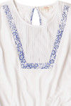 Zivame Pintuck Balloon Sleeved Cotton Top- White n Blue — thumbnail 7