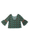 Zephyr Printed Boxy Top With Lace Detail- Teal Carpet — thumbnail 6