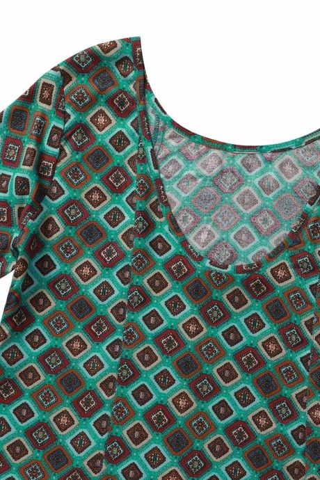 Zephyr Printed Boxy Top With Lace Detail- Teal Carpet — image 8