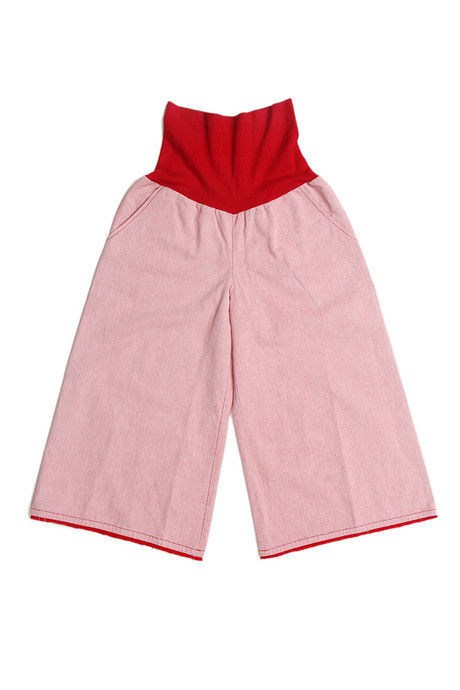 Zivame Chambray Fold Over Flared Culotte Pant-Red — image 5
