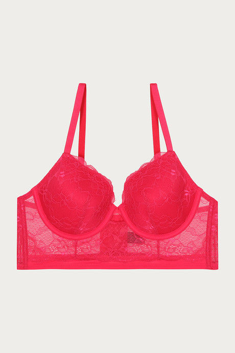 Zivame Luxe Lace Padded Wired Full Coverage Long Line Bra-Love Potion — image 7