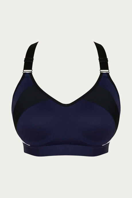 Zelocity High Impact Padded Wide Waist Band Sports Bra - Blue N Black — image 6