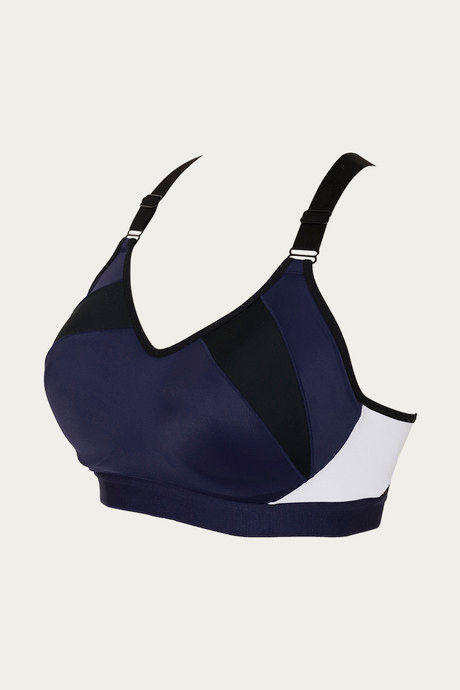 Zelocity High Impact Padded Wide Waist Band Sports Bra - Blue N Black — image 7