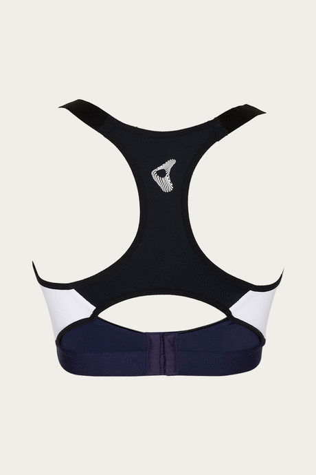 Zelocity High Impact Padded Wide Waist Band Sports Bra - Blue N Black — image 8