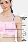 Zelocity High Impact Quick Dry Front Opening Multicolor Strap Sports Bra - Pink-A-Boo — thumbnail 9