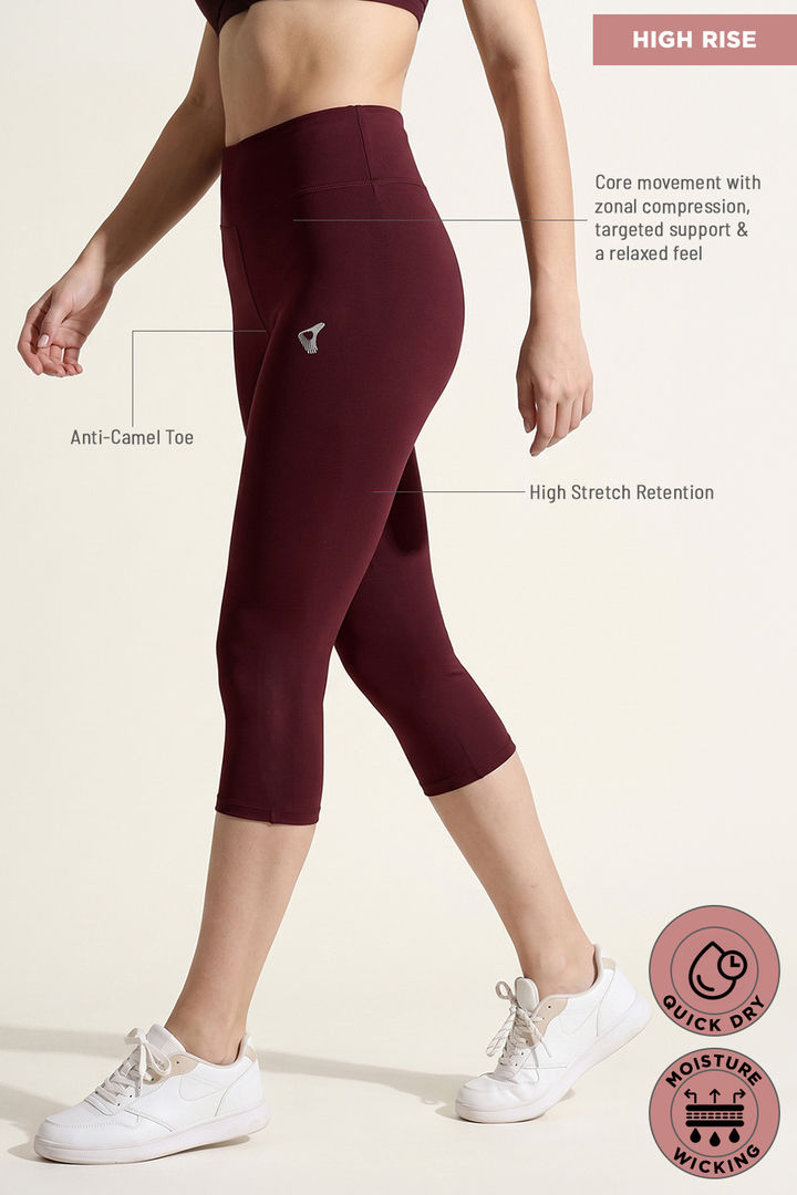 Zelocity Quick Dry 3/4Th Training Leggings- Burgundy — image 7