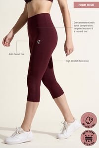 Zelocity Quick Dry 3/4Th Training Leggings- Burgundy — thumbnail 7