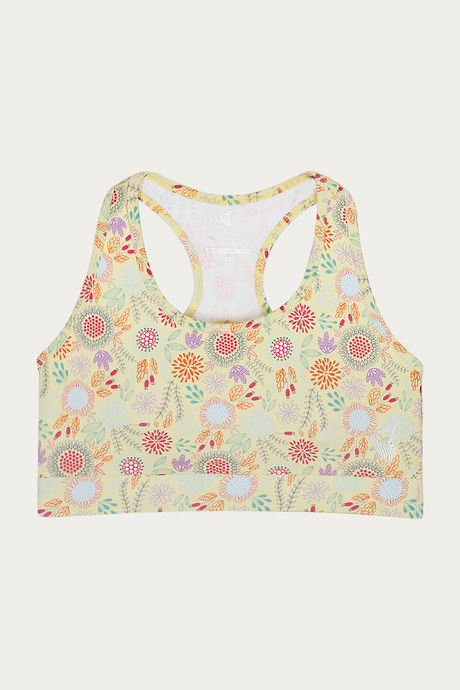 

Zelocity Low Impact Non Padded Sports Bra Yellow N Print, Yellows