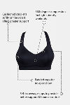 Zelocity High Impact Padded Wide Waist Band Sports Bra - Black — thumbnail 9